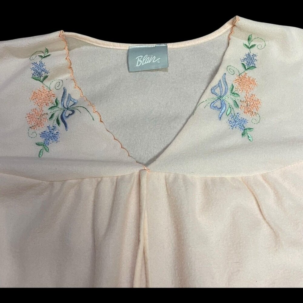 Blair Light Pink Flower Embroidered Vintage Nightgown Housecoat Robe Gown XXL